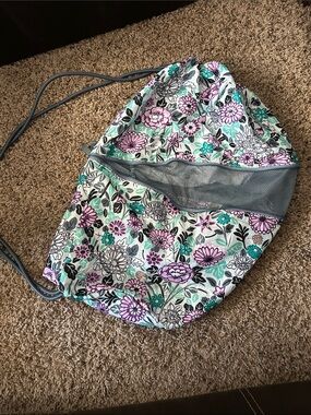 Vera Bradley Purple, Teal, Gray Floral Drawstring laundry Backpack